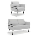 Kit 01 Namoradeira 02 Lugares E 01 Poltrona Mari Linho Cinza