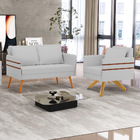 Kit 01 Namoradeira 02 Lugares E 01 Poltrona Mari Linho Cinza