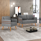 Kit 01 Namoradeira 02 Lugares E 01 Poltrona Mari Linho Grafit