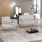 Kit 01 Namoradeira 02 Lugares E 01 Poltrona Mari Linho Pés Pa