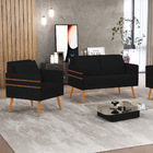 Kit 01 Namoradeira 02 Lugares E 01 Poltrona Mari Linho Pés Pa