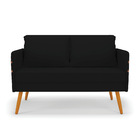 Kit 01 Namoradeira 02 Lugares E 01 Poltrona Mari Linho Preto