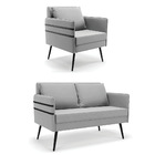 Kit 01 Namoradeira 02 Lugares E 01 Poltrona Mari Suede Cinza