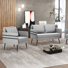 Kit 01 Namoradeira 02 Lugares E 01 Poltrona Mari Suede Cinza