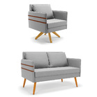 Kit 01 Namoradeira 02 Lugares E 01 Poltrona Mari Suede Cinza