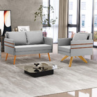 Kit 01 Namoradeira 02 Lugares E 01 Poltrona Mari Suede Cinza