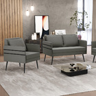 Kit 01 Namoradeira 02 Lugares E 01 Poltrona Mari Suede Grafit