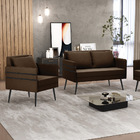 Kit 01 Namoradeira 02 Lugares E 01 Poltrona Mari Suede Marrom