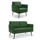 Kit 01 Namoradeira 02 Lugares E 01 Poltrona Mari Suede Pés Pa