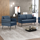 Kit 01 Namoradeira 02 Lugares E 01 Poltrona Mari Suede Pés Pa