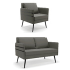 Kit 01 Namoradeira 02 Lugares E 01 Poltrona Mari Suede Pés Pa