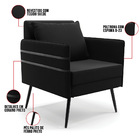 Kit 01 Namoradeira 02 Lugares E 01 Poltrona Mari Suede Preto