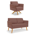 Kit 01 Namoradeira 02 Lugares E 01 Poltrona Mari Veludo Base