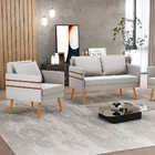 Kit 01 Namoradeira 02 Lugares E 01 Poltrona Mari Veludo Cinza