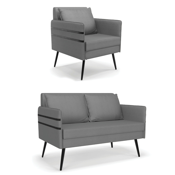 Kit 01 Namoradeira 02 Lugares E 01 Poltrona Mari Veludo Luxo