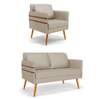 Kit 01 Namoradeira 02 Lugares E 01 Poltrona Mari Veludo Luxo