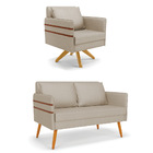 Kit 01 Namoradeira 02 Lugares E 01 Poltrona Mari Veludo Luxo