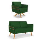 Kit 01 Namoradeira 02 Lugares E 01 Poltrona Mari Veludo Luxo