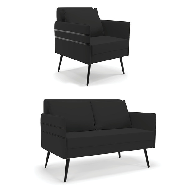 Kit 01 Namoradeira 02 Lugares E 01 Poltrona Mari Veludo Pés P