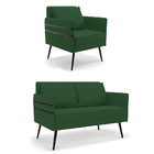 Kit 01 Namoradeira 02 Lugares E 01 Poltrona Mari Veludo Pés P