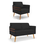 Kit 01 Namoradeira 02 Lugares E 01 Poltrona Mari Veludo Pés P