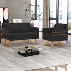 Kit 01 Namoradeira 02 Lugares E 01 Poltrona Mari Veludo Preto