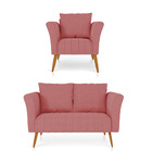 Kit 01 Namoradeira 02 Lugares E 01 Poltrona Marilia Linho Pés