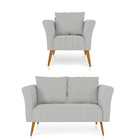 Kit 01 Namoradeira 02 Lugares E 01 Poltrona Marilia Linho Pés