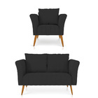 Kit 01 Namoradeira 02 Lugares E 01 Poltrona Marilia Linho Pés