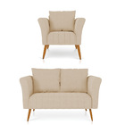 Kit 01 Namoradeira 02 Lugares E 01 Poltrona Marilia Linho Pés