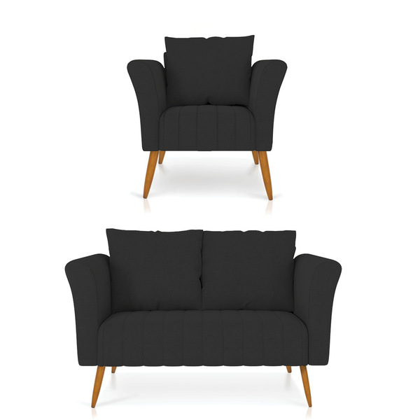 Kit 01 Namoradeira 02 Lugares E 01 Poltrona Marilia Linho Pre