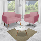 Kit 01 Namoradeira 02 Lugares E 01 Poltrona Marisa Suede Base