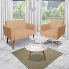 Kit 01 Namoradeira 02 Lugares E 01 Poltrona Marisa Suede Base