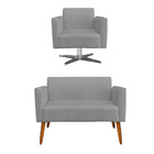 Kit 01 Namoradeira 02 Lugares E 01 Poltrona Marisa Suede Graf