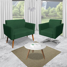 Kit 01 Namoradeira 02 Lugares E 01 Poltrona Marisa Suede Verd