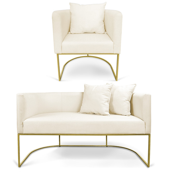 Kit 01 Namoradeira 02 Lugares E 01 Poltrona Paola Linho Gross