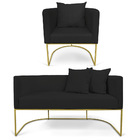 Kit 01 Namoradeira 02 Lugares E 01 Poltrona Paola Linho Preto