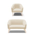 Kit 01 Namoradeira 02 Lugares E 01 Poltrona Stella Corano Noz