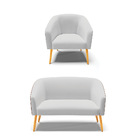 Kit 01 Namoradeira 02 Lugares E 01 Poltrona Stella Corano Noz