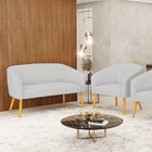 Kit 01 Namoradeira 02 Lugares E 01 Poltrona Stella Linho Cinz