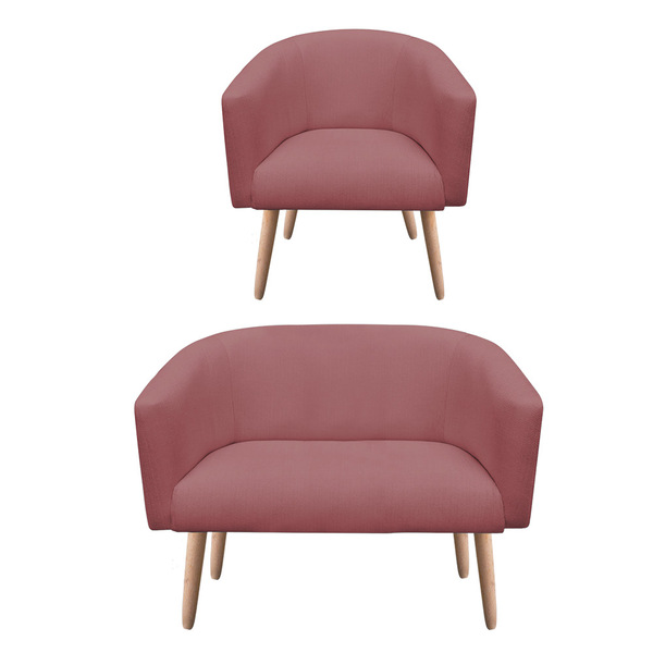 Kit 01 Namoradeira 02 Lugares E 01 Poltrona Stella Linho Whis