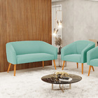 Kit 01 Namoradeira 02 Lugares E 01 Poltrona Stella Suede Azul