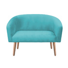 Kit 01 Namoradeira 02 Lugares E 01 Poltrona Stella Suede Azul