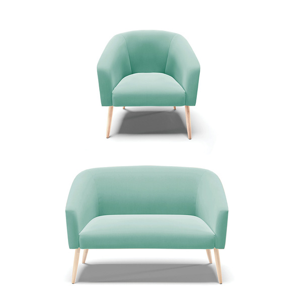 Kit 01 Namoradeira 02 Lugares E 01 Poltrona Stella Suede Azul