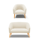 Kit 01 Namoradeira 02 Lugares E 01 Poltrona Stella Veludo Beg