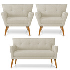 Kit 01 Namoradeira 02 Lugares E 02 Poltronas Anitta Com Stras