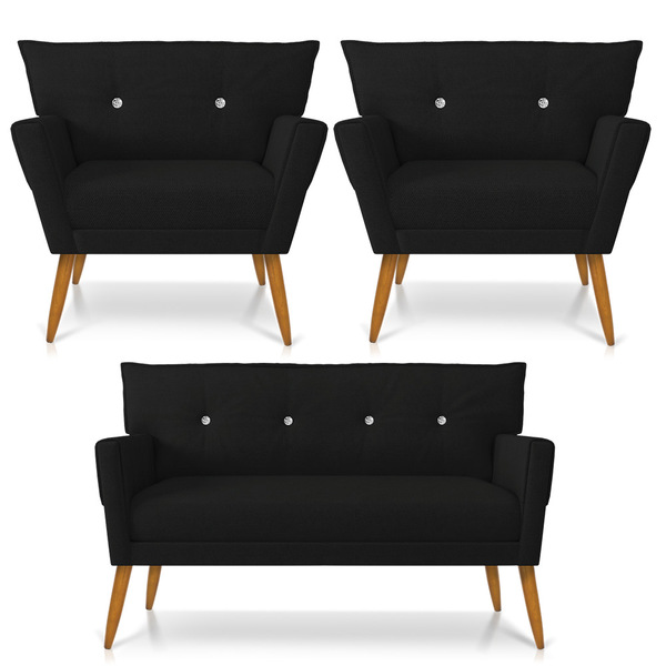 Kit 01 Namoradeira 02 Lugares E 02 Poltronas Anitta Com Stras