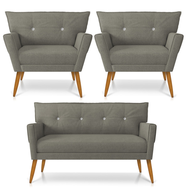 Kit 01 Namoradeira 02 Lugares E 02 Poltronas Anitta Com Stras