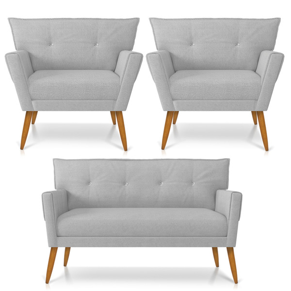 Kit 01 Namoradeira 02 Lugares E 02 Poltronas Anitta Com Stras