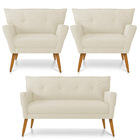 Kit 01 Namoradeira 02 Lugares E 02 Poltronas Anitta Linho Are